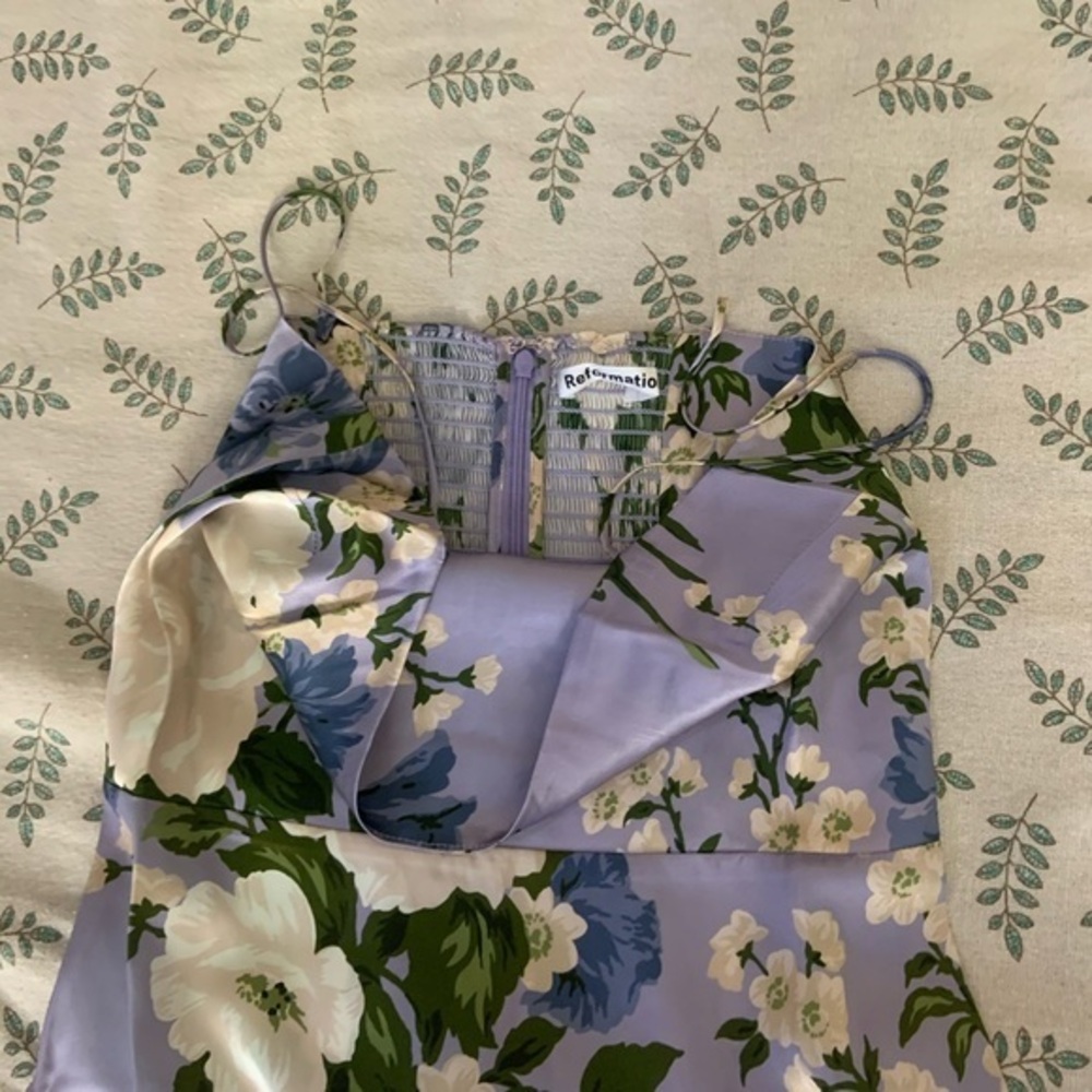 Reformation Frankie Silk Dress Garden Soiree - Picture 9 of 10